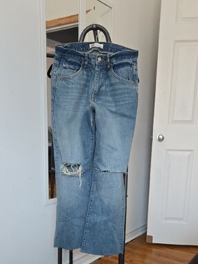 Zara Light Wash Distressed Straight-Leg Jeans Petite